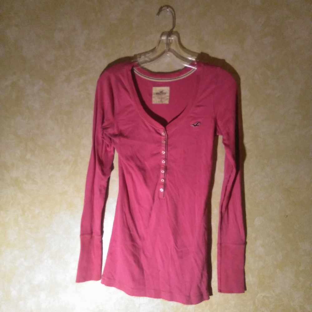 Shirt, Hollister, Long-sleeve, L, Pink